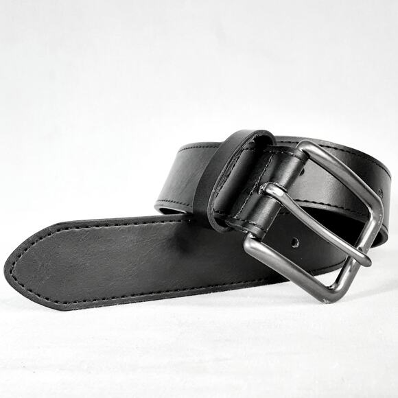 Guatemala Unisex Black Man-Made Leather Belt Large Waist Punch Holes Throughout - Picture 1 of 12
